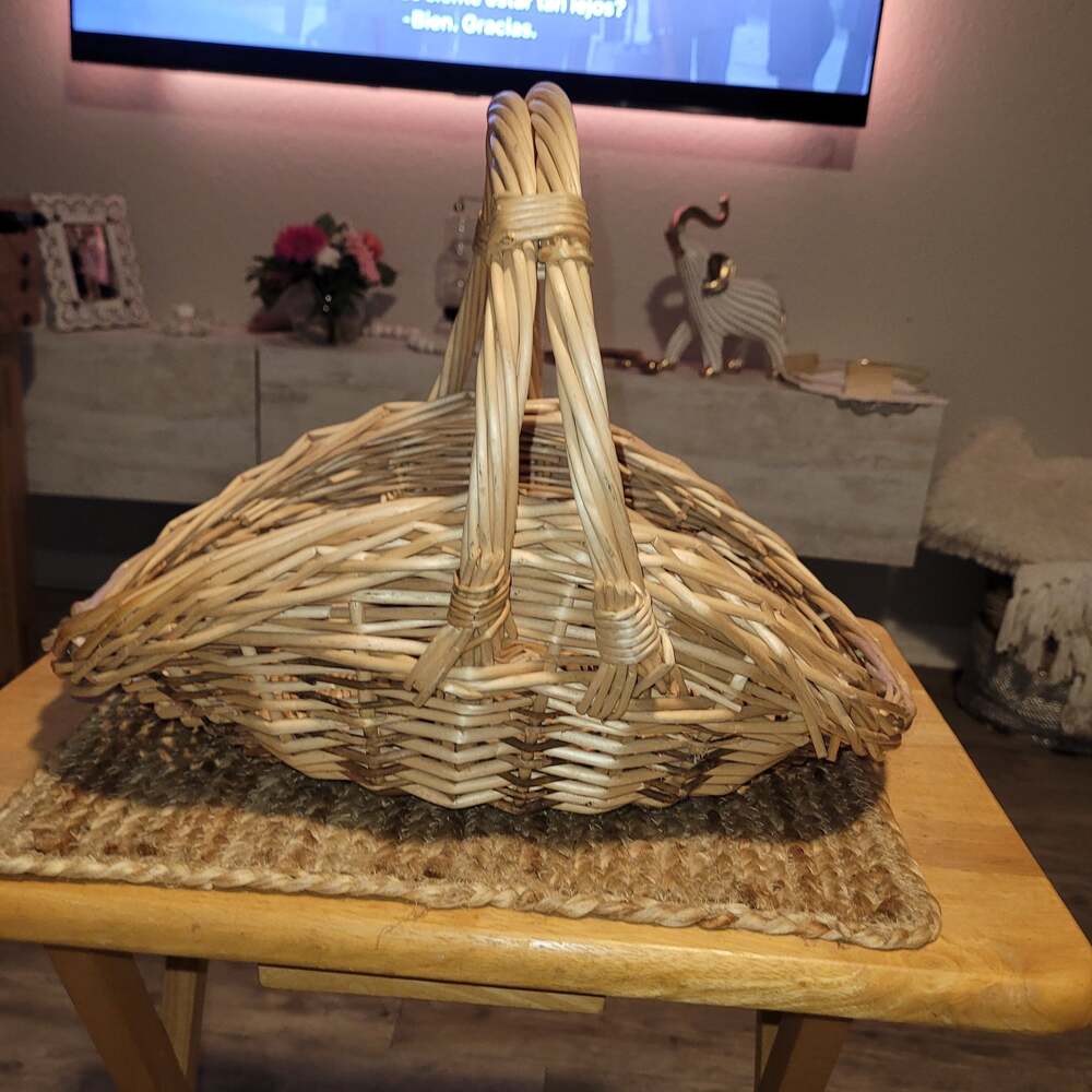 Vintage Hand-Woven Wicker Gathering Basket